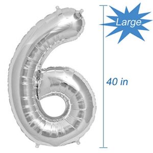 Tellpet Silver Number 6 Balloon, 40 Inch