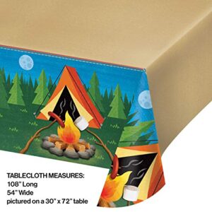 Creative Converting 329320 Camping Design Rectangular Plastic Tablecover, 1 Pc