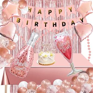 rose gold party decorations, rose gold birthday decorations, happy birthday banner, foil balloons, rose gold balloons, birthday decorations for girls, women