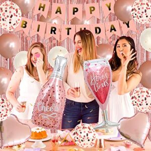 Rose Gold Party Decorations, Rose Gold Birthday Decorations, Happy Birthday Banner, Foil Balloons, Rose Gold Balloons, Birthday Decorations for Girls, Women