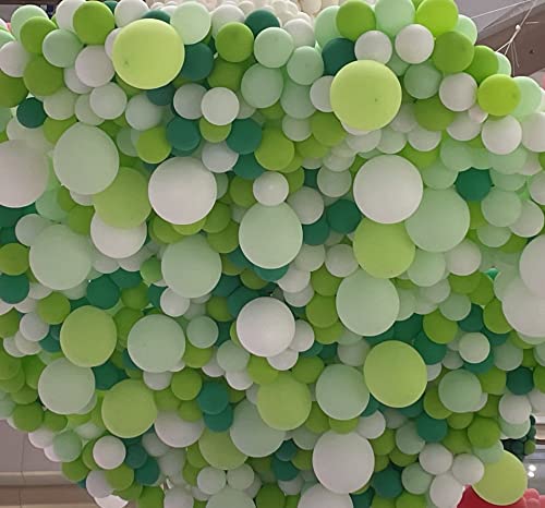 Light Dark Green and White Balloons -Pastel Emerald Green White Balloons 12inch for Birthday Baby Shower Wedding Graduation Anniversary Party Decorations