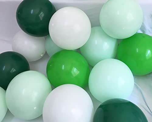 Light Dark Green and White Balloons -Pastel Emerald Green White Balloons 12inch for Birthday Baby Shower Wedding Graduation Anniversary Party Decorations