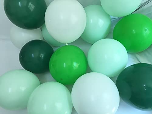 Light Dark Green and White Balloons -Pastel Emerald Green White Balloons 12inch for Birthday Baby Shower Wedding Graduation Anniversary Party Decorations