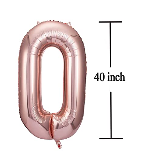 40 Number Balloons Rose Gold 40 Foil Mylar Big Giant Jumbo Balloons Gold Rose for Women Mom Sister 40th Birthday Party Supplies 40 Anniversary Events Decorations