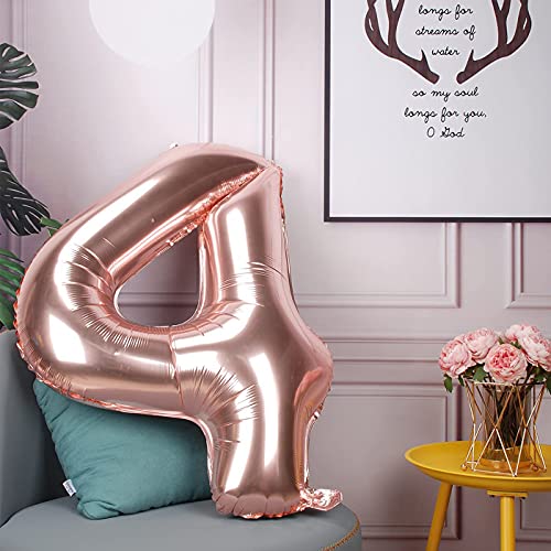 40 Number Balloons Rose Gold 40 Foil Mylar Big Giant Jumbo Balloons Gold Rose for Women Mom Sister 40th Birthday Party Supplies 40 Anniversary Events Decorations