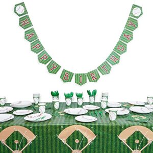 BLUE PANDA Baseball Tablecloth Birthday Party Plastic Table Cover (54 x 108 in, 3 Pack)