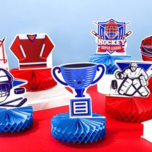 12 Pcs Hockey Centerpieces for Tables Ice Hockey Honeycomb Table Topper Hockey Party Favors Hockey Birthday Party Supplies Sports Hockey Table Decorations for Men Women Kids Theme Gifts School Decor