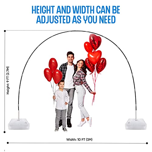 SQUEKI Balloon Arch Kit, 9FT Height & 10FT Width Adjustable Balloon Arch Stand: Balloon Arch Frame with Base - for Birthday, Wedding, Baby Shower, Graduation Party Supplies Decorations