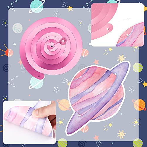 30 Pcs Solar System Whirls Outer Space Hanging Swirl Space Themed Party Supplies Planet Rocket Astronaut Sign Foil Swirls Ceiling Decoration for Boy Girl Kids Baby Shower Outer Space Party Decorations