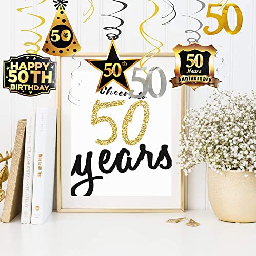 50th Birthday Decorations for Men Women Cheers to 50 Years Birthday Banner Swirls Set for 50 50th Birthday Party Decorations