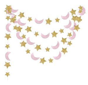 moon and star garland twinkle twinkle little star of 2pcs pink gold princess birthday party decorations pink gold moon star baby shower decorations 1st birthday garland love you to the moon and back