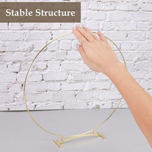 Sntieecr 5 PCS 12 Inch Metal Floral Hoop Centerpiece for Table, Metal Gold Wreath Rings with One-Piece Stands Table Decorations Centerpiece for DIY Wedding Table Decor and Party Decorations
