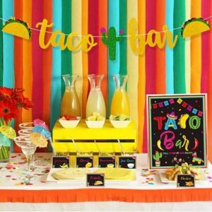 kitticcino taco bar decoration kit – banner sign tents garland for cinco de mayo mexican fiesta themed party bachelorette bridal shower, housewarming