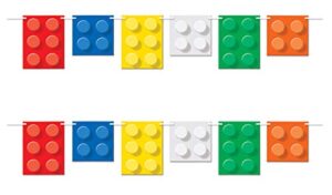 beistle 2 piece building blocks pennant banners, 9″ x 6′, multicolor