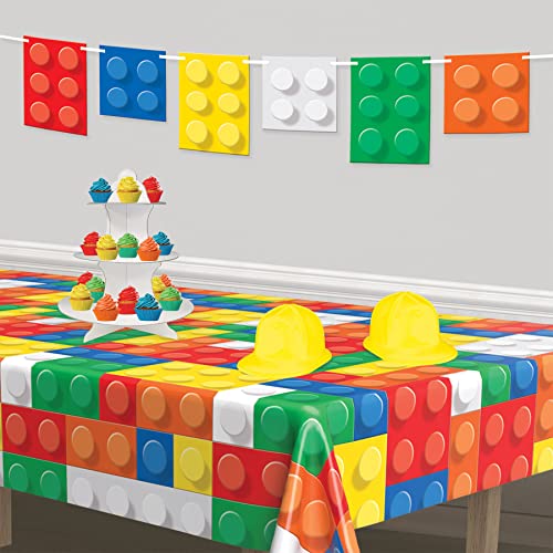 Beistle 2 Piece Building Blocks Pennant Banners, 9" x 6', Multicolor