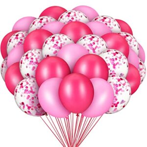120 pcs valentines day balloons 12 inch hot pink latex balloons light pink confetti balloons valentines day party decorations for women girls wedding birthday baby shower bridal proposal