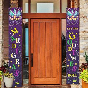 littleloverly mardi gras hanging banner new orleans party decorations – mardi gras porch hanging banner welcome sign for masquerade party outdoor indoor decorations