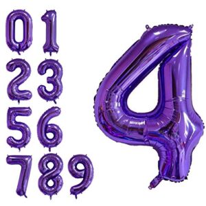 40 inch jumbo purple number 4 balloon giant balloons prom balloons helium foil mylar huge number balloons for birthday party decorations/wedding/anniversary