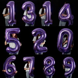 40 Inch Jumbo Purple Number 4 Balloon Giant Balloons Prom Balloons Helium Foil Mylar Huge Number Balloons for Birthday Party Decorations/Wedding/Anniversary