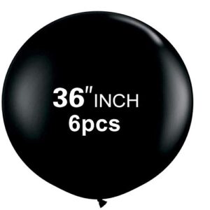 36 inch latex round black balloons(premium helium quality),giant balloons for photo shoot/birthday/weddingparty/festivals/event decorations (6pcs black)