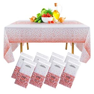 8 Pack Rose Gold Tablecloths Plastic Tablecloths for Rectangle Tables, Disposable Tablecloth Waterproof White Table Cloths 54" x 108" Disposable Table Covers for Party Thanksgiving Christmas