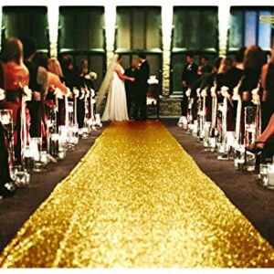 ShinyBeauty Gold Aisle Runners 2FTx15FT Carpet Runner for Party Glitter Runner for Wedding Aisle Runner Gold N105