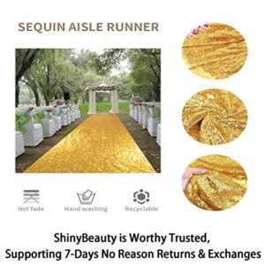 ShinyBeauty Gold Aisle Runners 2FTx15FT Carpet Runner for Party Glitter Runner for Wedding Aisle Runner Gold N105