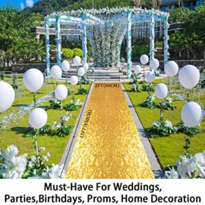 ShinyBeauty Gold Aisle Runners 2FTx15FT Carpet Runner for Party Glitter Runner for Wedding Aisle Runner Gold N105