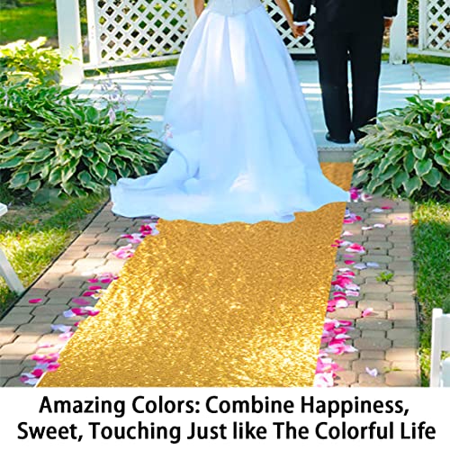 ShinyBeauty Gold Aisle Runners 2FTx15FT Carpet Runner for Party Glitter Runner for Wedding Aisle Runner Gold N105