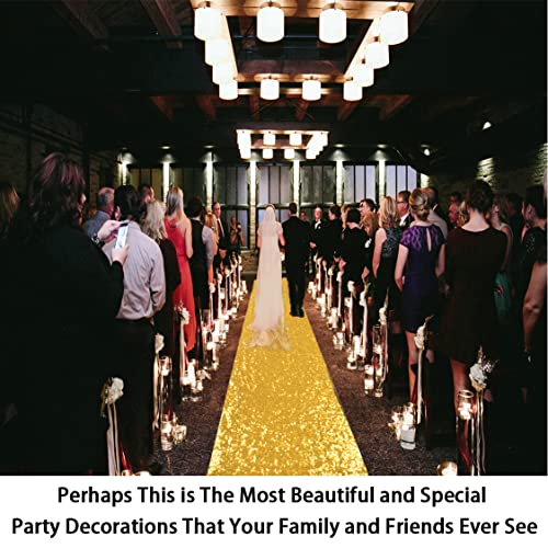 ShinyBeauty Gold Aisle Runners 2FTx15FT Carpet Runner for Party Glitter Runner for Wedding Aisle Runner Gold N105