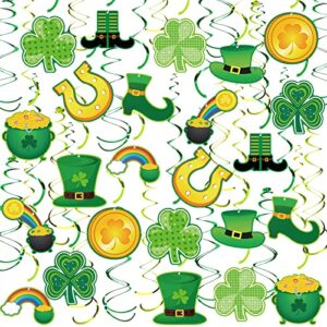 st patricks day decorations hanging swirls shamrock clover leprechaun horseshoe ceiling foil swirls for lucky day party supplies 36pcs