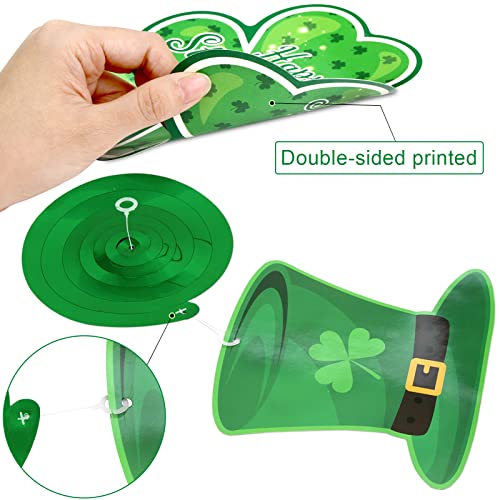 St Patricks Day Decorations Hanging Swirls Shamrock Clover Leprechaun Horseshoe Ceiling Foil Swirls for Lucky Day Party Supplies 36Pcs