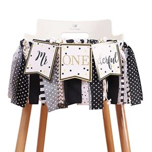 mr. and miss onederful high chair banner – gold and black glitter garland, gold and pink glitter garland, often suitable for handsome little men and pretty little girls