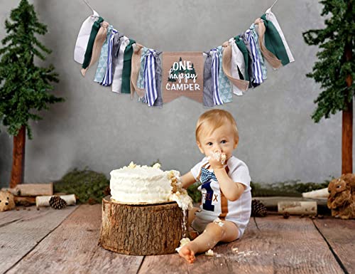 1st Birthday Banner - First Birthday High Chair Banner Happy Birthday Banner Highchair Party Decorations,Baby Birthday Photo Props(Forest)