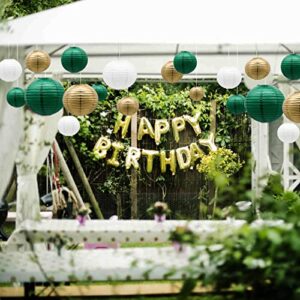 Green Gold Paper Lanterns Party Decorations, Round Hanging Lantern for St. Patrick's Day, Graduation, Wedding, Tropical Jungle Theme Birthday Party Football Theme Baby Shower Decorations