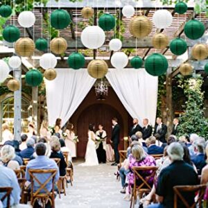 Green Gold Paper Lanterns Party Decorations, Round Hanging Lantern for St. Patrick's Day, Graduation, Wedding, Tropical Jungle Theme Birthday Party Football Theme Baby Shower Decorations