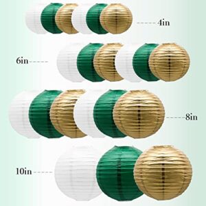 Green Gold Paper Lanterns Party Decorations, Round Hanging Lantern for St. Patrick's Day, Graduation, Wedding, Tropical Jungle Theme Birthday Party Football Theme Baby Shower Decorations