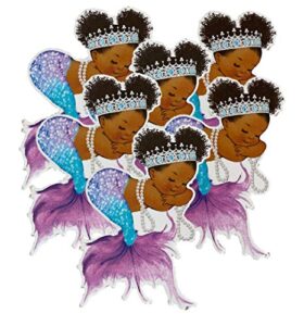 small purple mermaid cutouts african american birthday baby shower paper decoration (2 1/2 inches)
