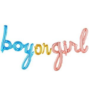 KatchOn, Boy or Girl Script Balloon - 36 Inch | Boy Girl Balloons for Gender Reveal Decorations | Boy or Girl Gender Reveal Party Supplies | Boy or Girl Foil Balloon for Baby Shower Decorations
