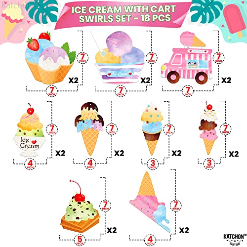 Hanging Ice Cream Party Decorations - Pack of 48, No DIY | Ice Cream Hanging Swirl Decorations | Ice Cream Themed Birthday Party Supplies | Ice Cream Decorations, Birthday, Baby Shower, Gender Reveal