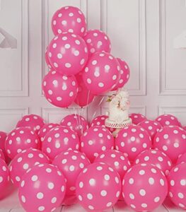 63pcs hot pink polka dot balloons 12 inch latex helium round party balloons kit for birthday party decorations