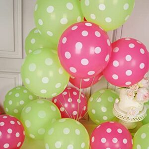 63PCS Hot Pink Polka Dot Balloons 12 Inch Latex Helium Round Party Balloons Kit for Birthday Party Decorations