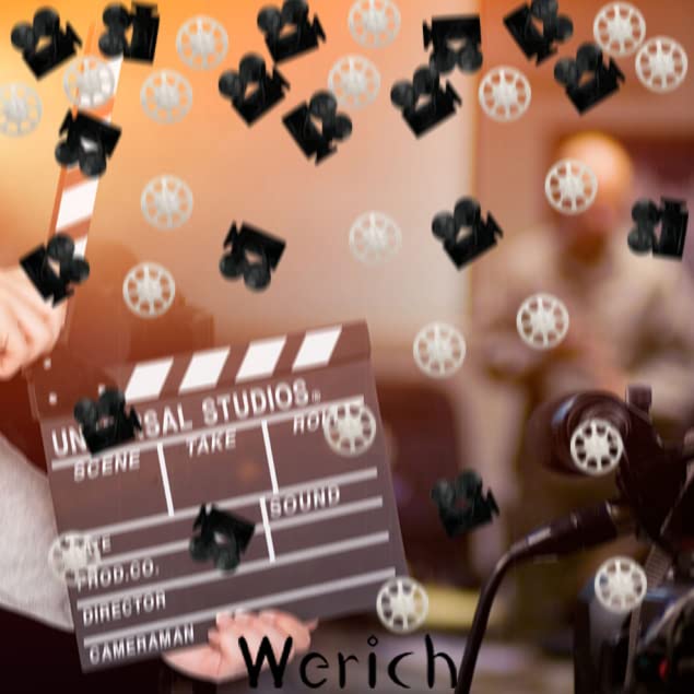 Werich Hollywood Movie Night theme Photography Confetti party Table Decoration ConfettiVideo Camera Metallic Foil Table Scatters Confetti for Party Wedding Birthday Baby Shower Bridal Shower Festival Theme P