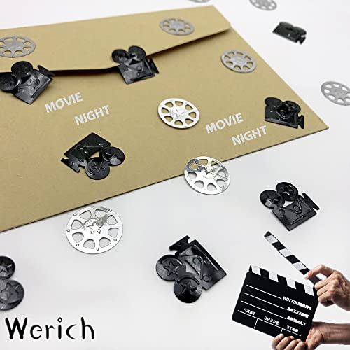 Werich Hollywood Movie Night theme Photography Confetti party Table Decoration ConfettiVideo Camera Metallic Foil Table Scatters Confetti for Party Wedding Birthday Baby Shower Bridal Shower Festival Theme P