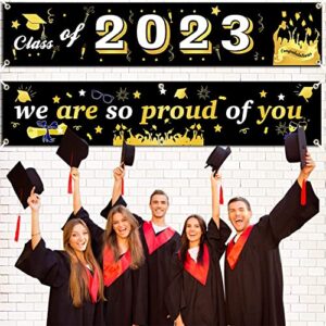 Class of 2023 Graduation Decorations - 2 Pcs Congrats Grad Banners Graduation Party Supplies, 2023 Graduation Banners Party Backdrop For Indoor & Outdoor, Graduation Yard Sign/Graduation Gifts/Party Favors