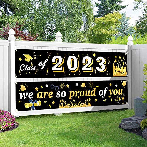 Class of 2023 Graduation Decorations - 2 Pcs Congrats Grad Banners Graduation Party Supplies, 2023 Graduation Banners Party Backdrop For Indoor & Outdoor, Graduation Yard Sign/Graduation Gifts/Party Favors