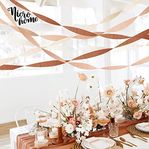 NICROHOME Wedding Party Decorations, 8 Rolls Creamy White Crepe Paper Streamers, Tassels Streamer for Wedding, Engagement, Birthday, Bridal Showers Party Supplies, 82 ft