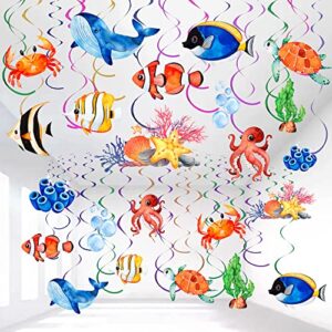 54pcs tropical fish hanging swirls party decorations under the sea party decorations ceiling swirls ocean animals themed party supplies baby shower birthday beach party favor for kids boys girls