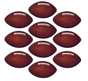 beistle 10 piece miniature paper football cut outs game day party decorations, brown/white/black, 4″