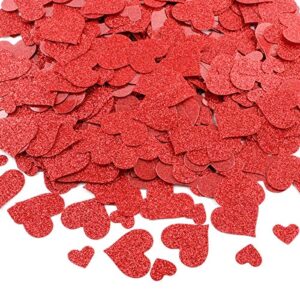 600pcs valentines day heart confetti, red glitter valentines confetti hearts, hearts table confetti decorations for valentine’s day wedding anniversary engagement party home table decoration photo booth backdrop